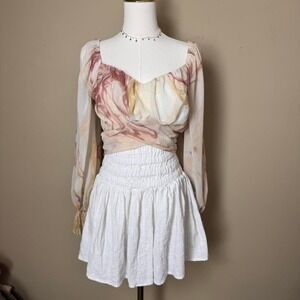 Peach Size Medium Cropped Tie Back Coquette Soft Girl Long Sleeve Princess Core